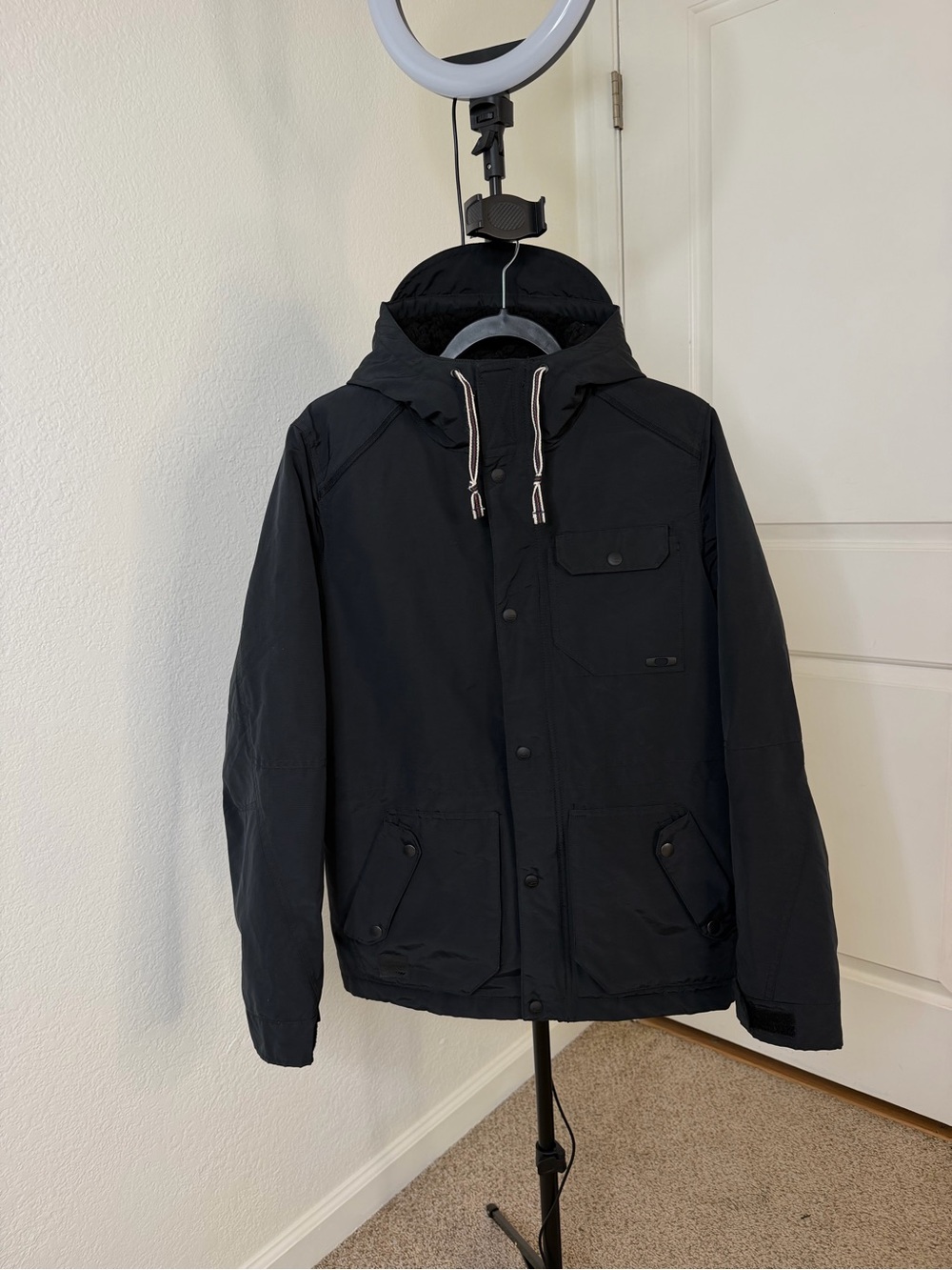 Oakley Black Hooded Windbreaker Jacket
